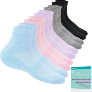 Diabetic Socks for Women Men,5 Pairs Non Binding Diabetic Ankle Socks,Wide Seamless Socks 6-9 9-12