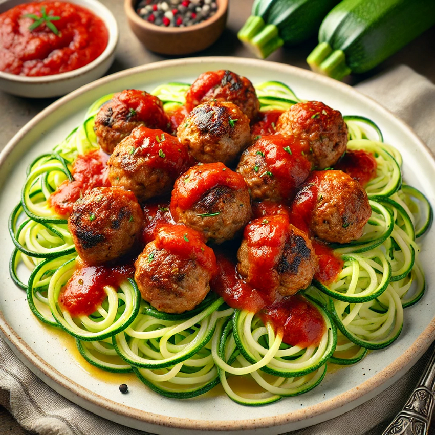 Zucchini Noodles with Turkey Meatballs